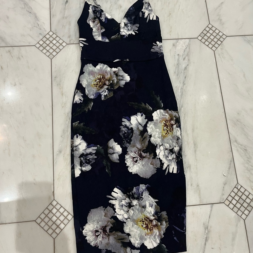 Floral Print Navy Dress